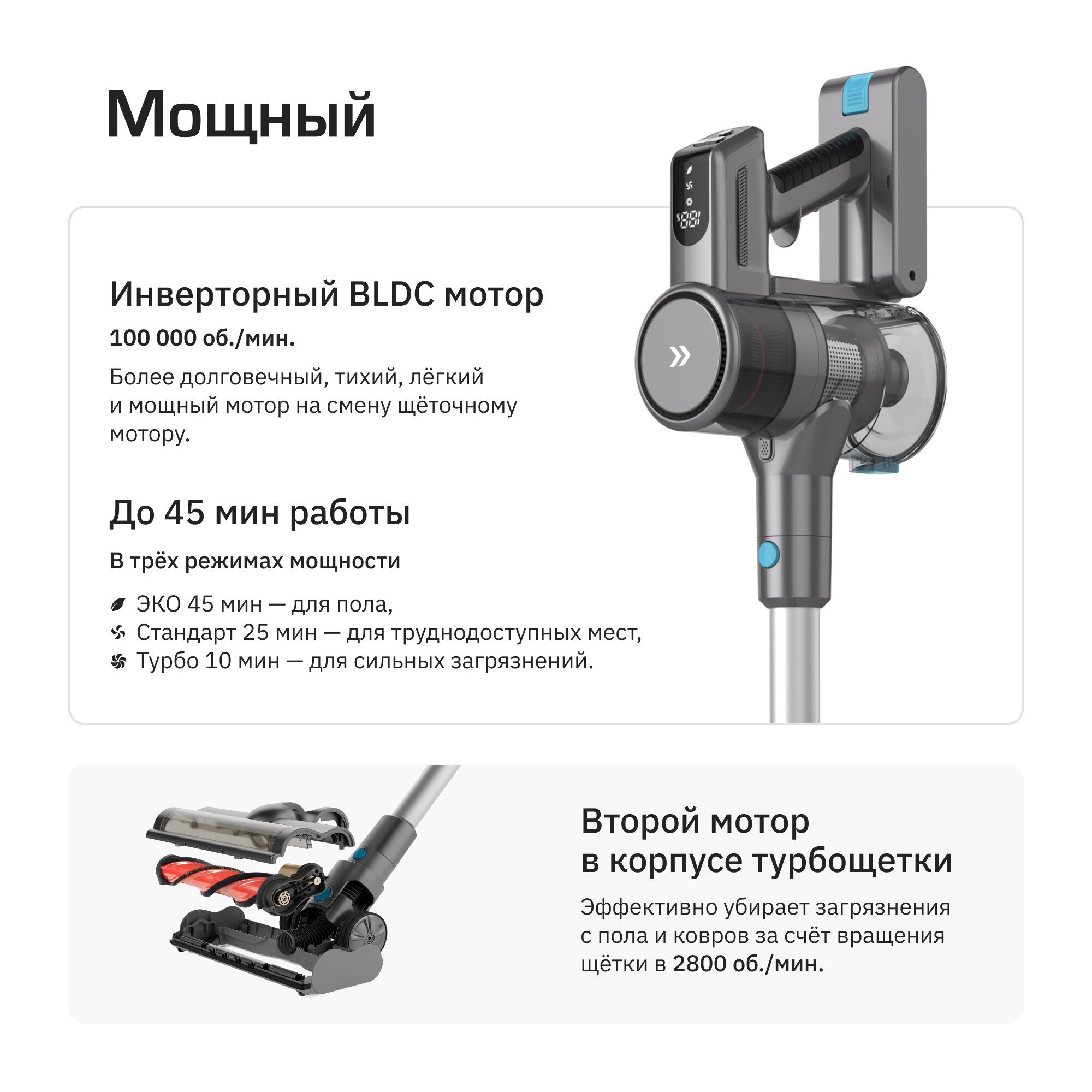 Беспроводной вертикальный пылесос Teqqo Powerstick Basic — фото 1
