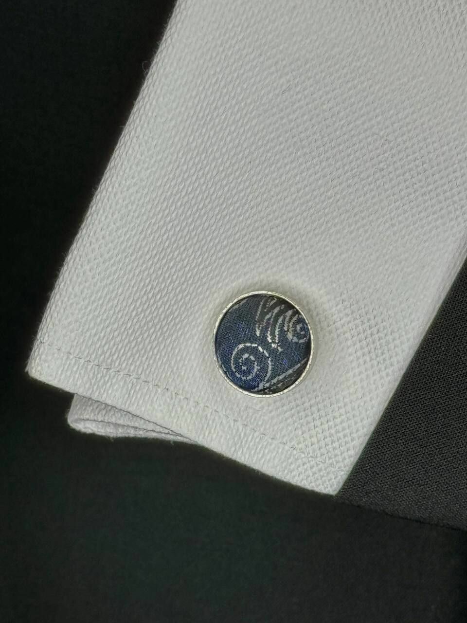 Запонки Tonali Baie, черный, серебряный, синий — фото 1