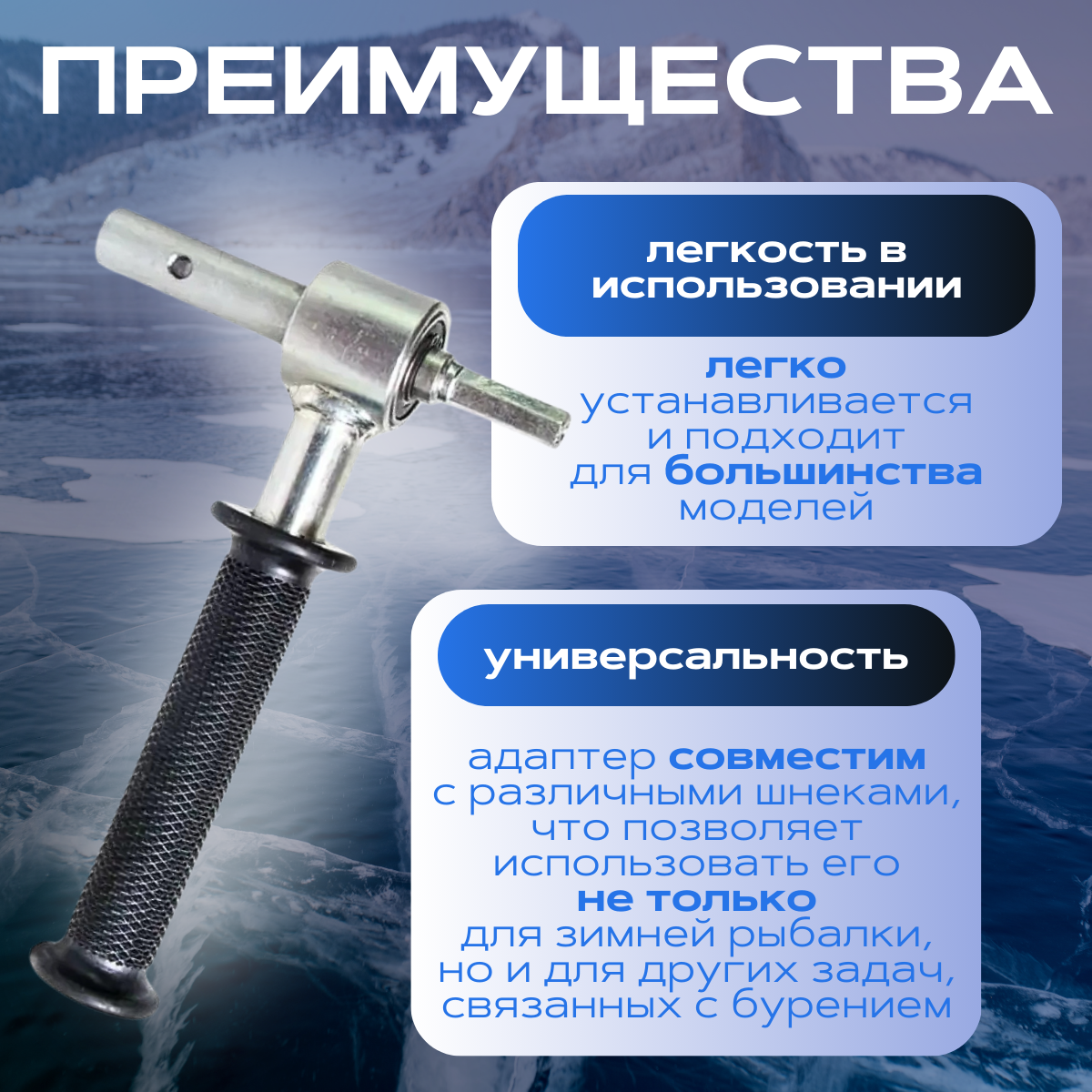 Адаптер под ледобур для зимней рыбалки 18мм (для ледобура под шуруповерт) — фото 1