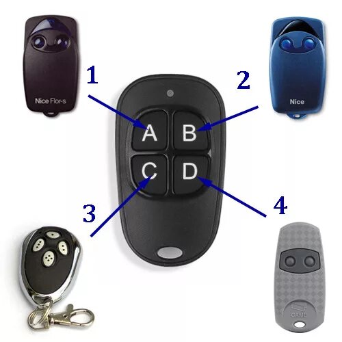 Универсальный пульт, 5 штук, совместим с CAME/Nice/BFT и др, черныйт — фото 1