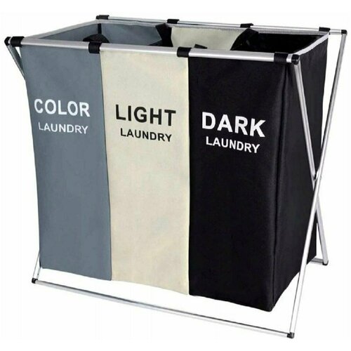 Корзина для белья 3 секции для раздельного хранения корзина для стирки Haifisch Черный белый серый 905₽