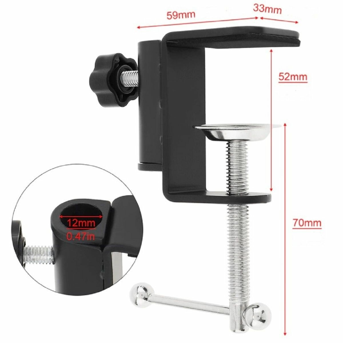 Струбцина для крепления ламп и луп черная — фото 1