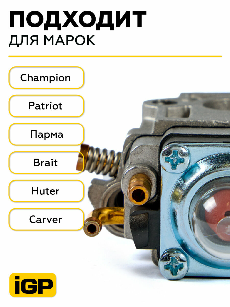 Карбюратор iGP 043251000, для мотокос, 43.52 куб. см, перламутровый — фото 1