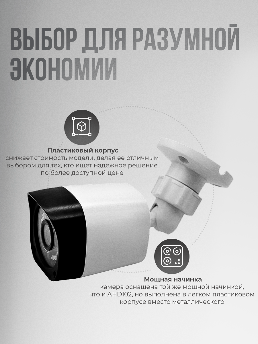 Уличная AHD камера видеонаблюдения PS-link AHD202 2 Мп, в пластиковом корпусе, угол обзора 87° — фото 1
