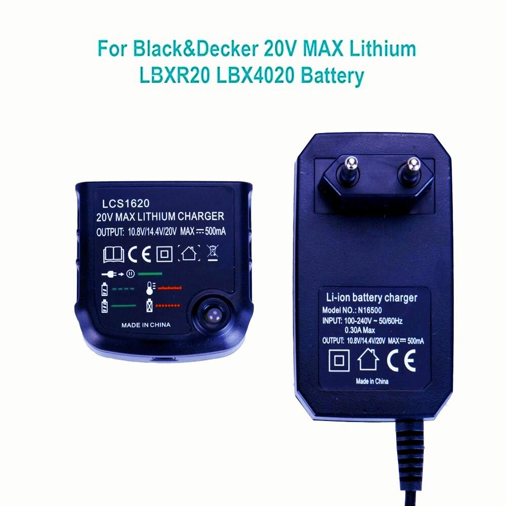 LCS1620 20V Литиевое зарядное устройство Совместимо для Black & Decker 16V 20V Литиевый аккумулятор LBXR20 LBXR20B LBXR20-OPE LB20 LBX20 LBX4020 LB2X4020 LBXR2020-OPE BL1514 LBXR16 LST220