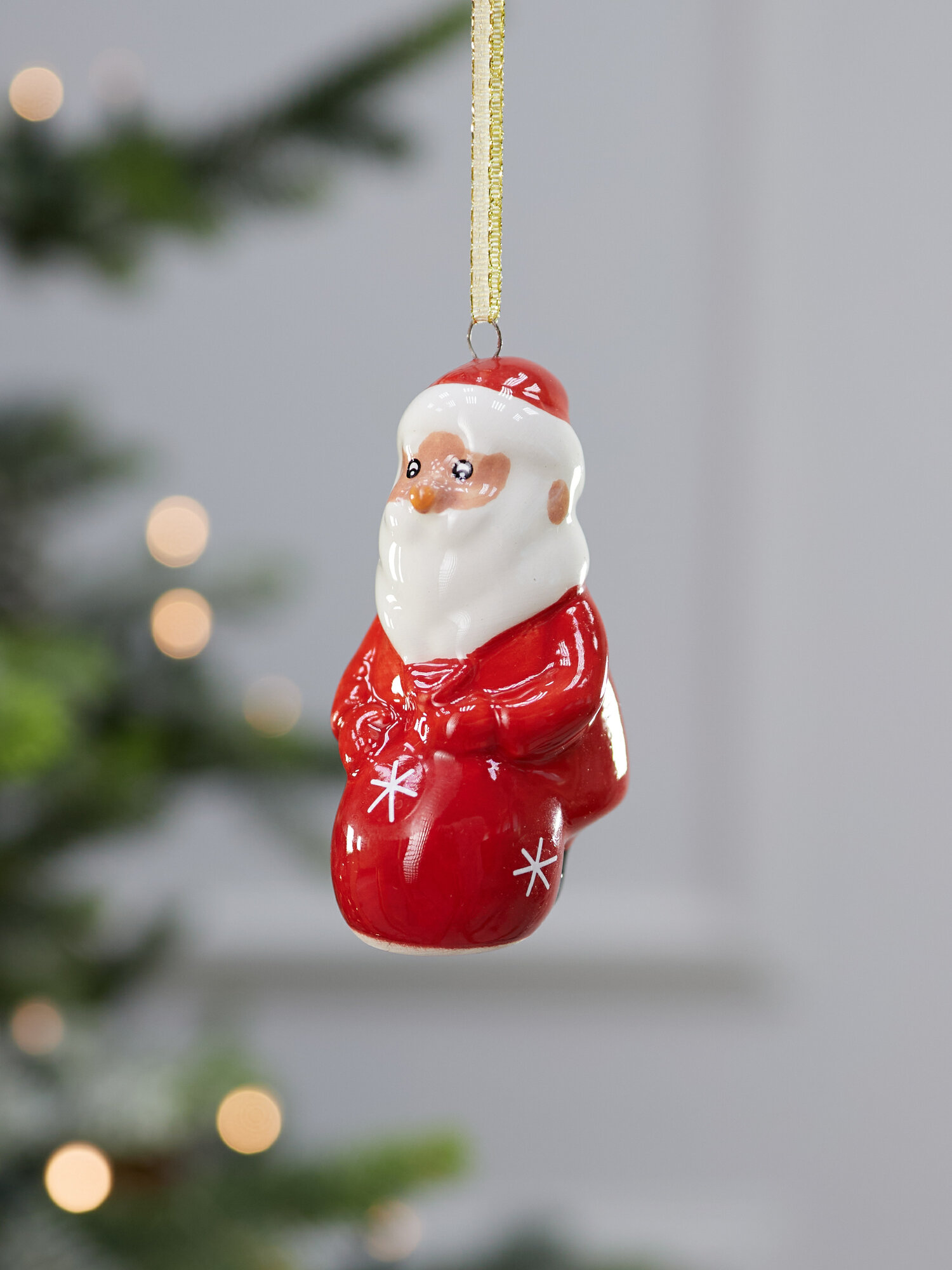 Елочная игрушка Лавка Чудес "Дедушка Мороз", фарфор, цвет белый/бежевый/красный — фото 1