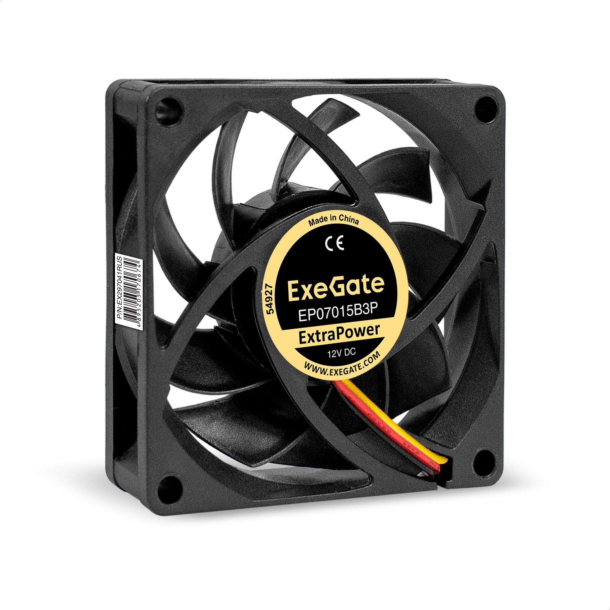 Вентилятор 12В DC ExeGate ExtraPower EP07015B3P (70x70x15 мм 2-Ball (двойной шарикоподшипник) 3pin 3000RPM 27dBA) EX297041RUS