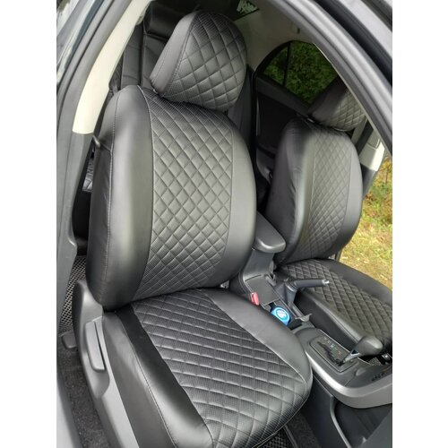 Автомобильные чехлы на Шевроле лачетти/ авточехлына сидения Chevrolet lacetti из экокожи черный ромб