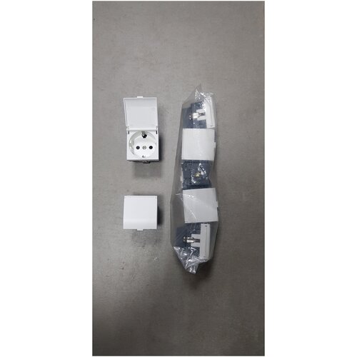 Ecoplast Розетка с заземляющими контактами, шторками и крышкой, LK45 851504