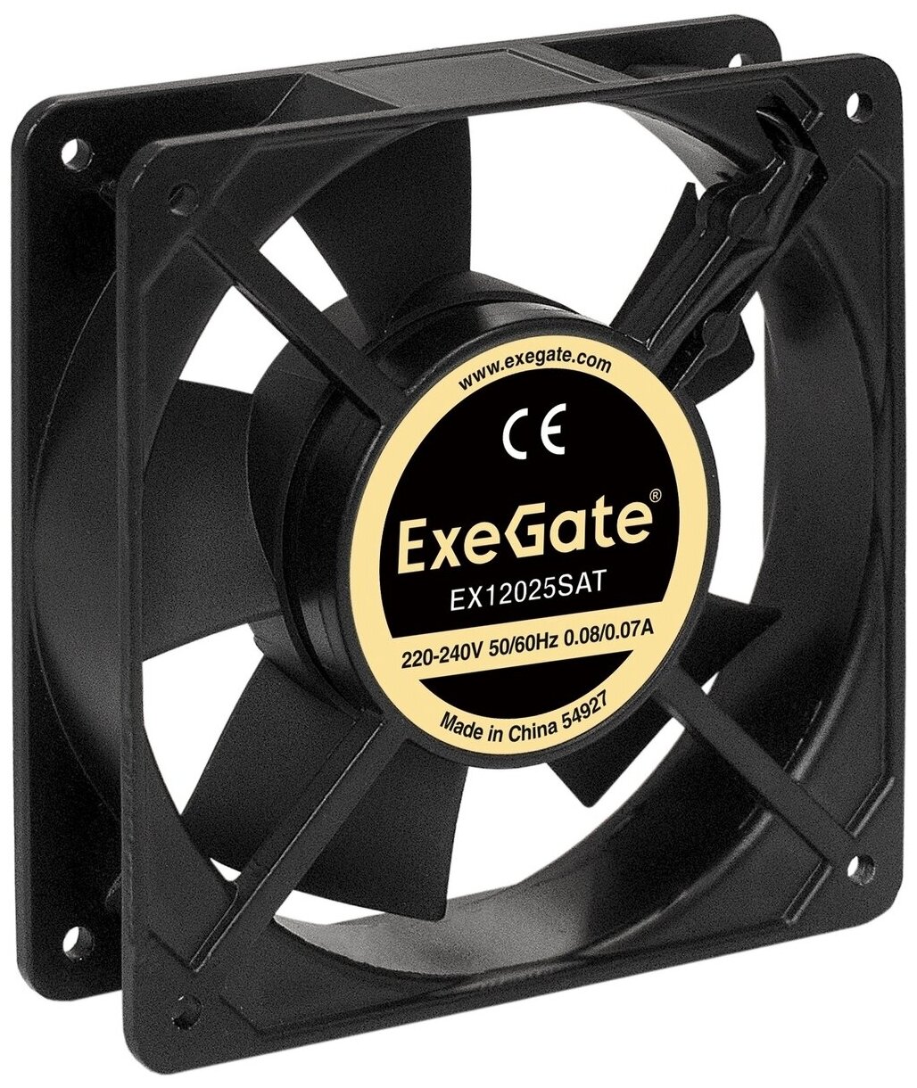 Вентилятор 220В AC ExeGate EX12025SAT (120x120x25 мм, Sleeve bearing (подшипник скольжения, алюминиевый корпус, клеммы, 2100RPM, 31dBA, RTL) EX289016RUS