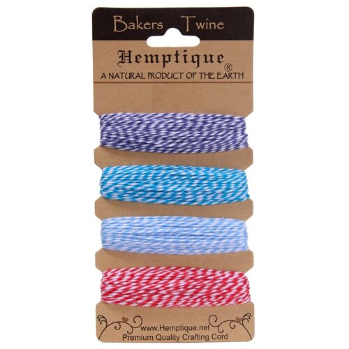 Hemptique Шнур Bakers Twine BTC2, 1 мм9 м, 4 шт., Berrylicious шнур bakers twine на катушке 2 х 2 нити 1мм 125 м 50г 125 м светло голубой белый 2 х 2 нити 1 мм hemptique bts2ltbl wht