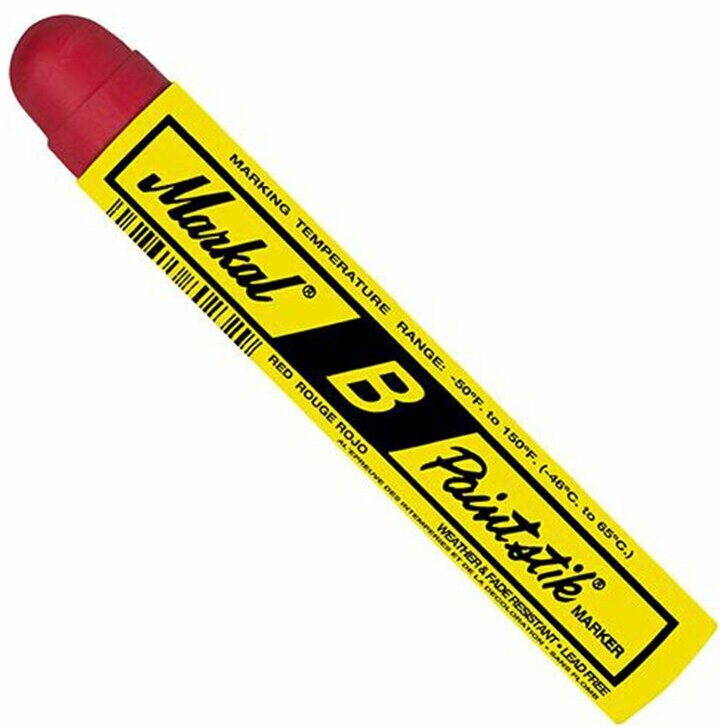 Твердый маркер-краска Markal B Paintstik универсальный, от -46 до +66C, 17 мм Красный