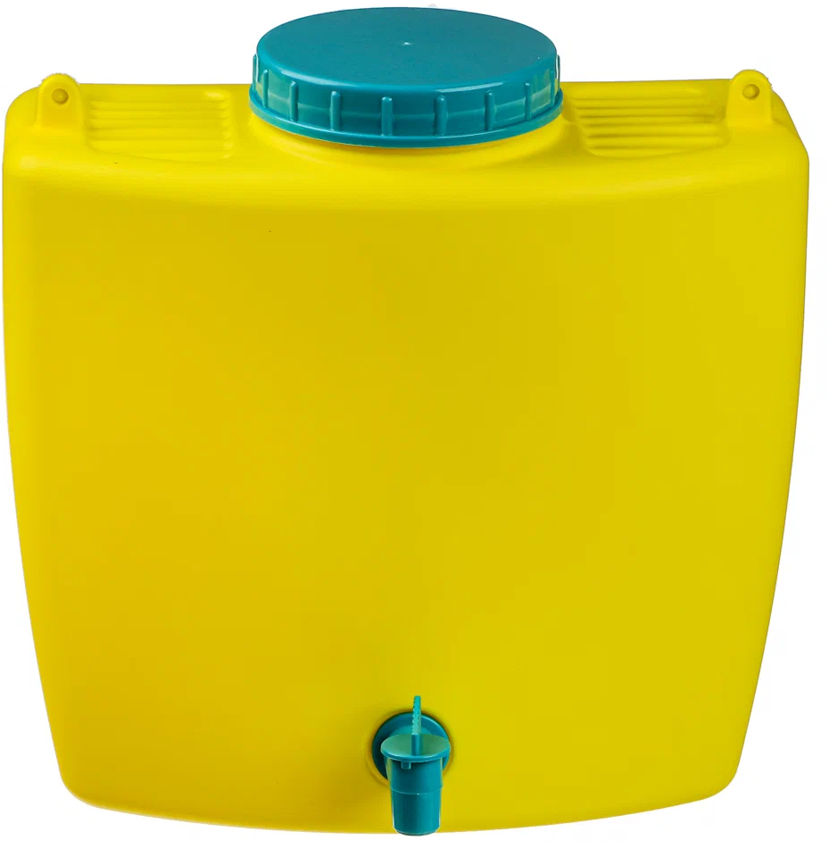 Умывальник дачный 9 литров ярко желтый с синей крышкой - фотография № 2