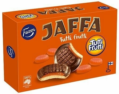 Печенье Fazer Jaffa Tutti Frutti со вкусом апельсина в шоколаде 300 г (из Финляндии)