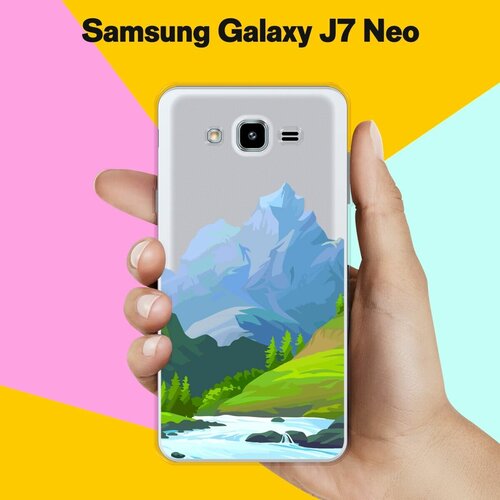 силиконовый чехол на samsung galaxy j7 neo самсунг джей 7 нео с эффектом блеска разноцветный леденец Силиконовый чехол на Samsung Galaxy J7 Neo Гора / для Самсунг Галакси Джей 7 Нео