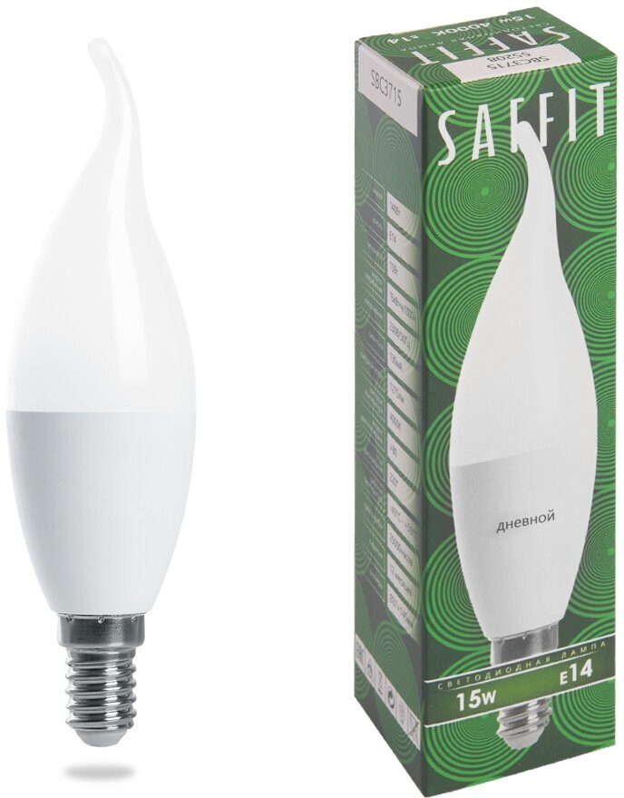 Лампа светодиодная, 15W 230V E14 6400K на ветру C37T, SBC3715-3 3шт