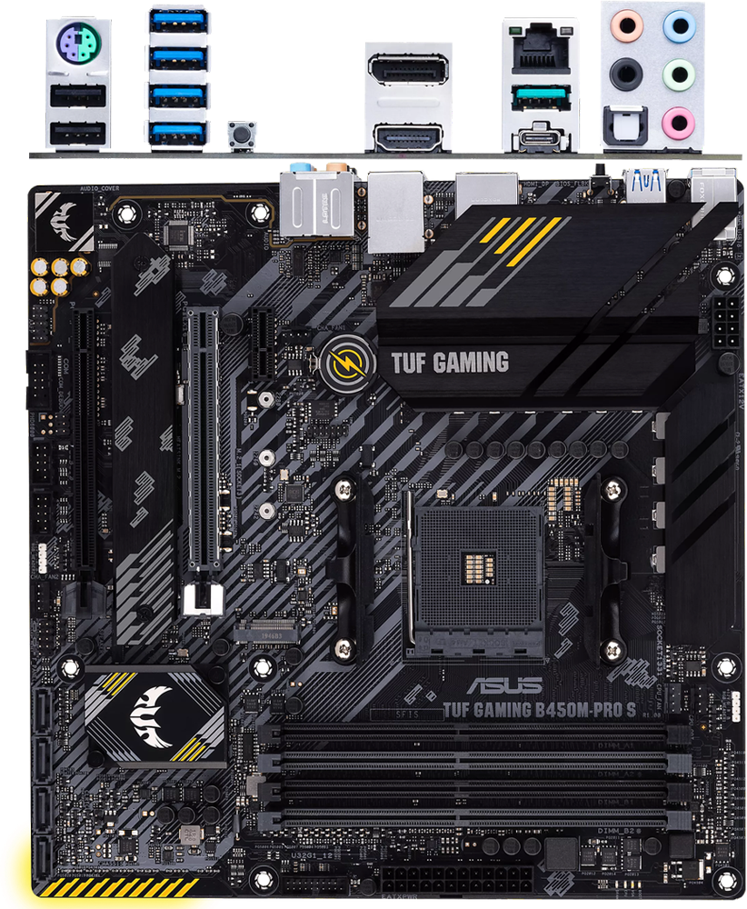 Материнская плата ASUS TUF Gaming B450M-Pro S B450 Socket AM4 4xDDR4, 4xSATA3, RAID, 2xM.2, 2xPCI-E16x, 5xUSB3.1, 1xUSB3.1 Type C, DP, HDMI, Glan, mATX