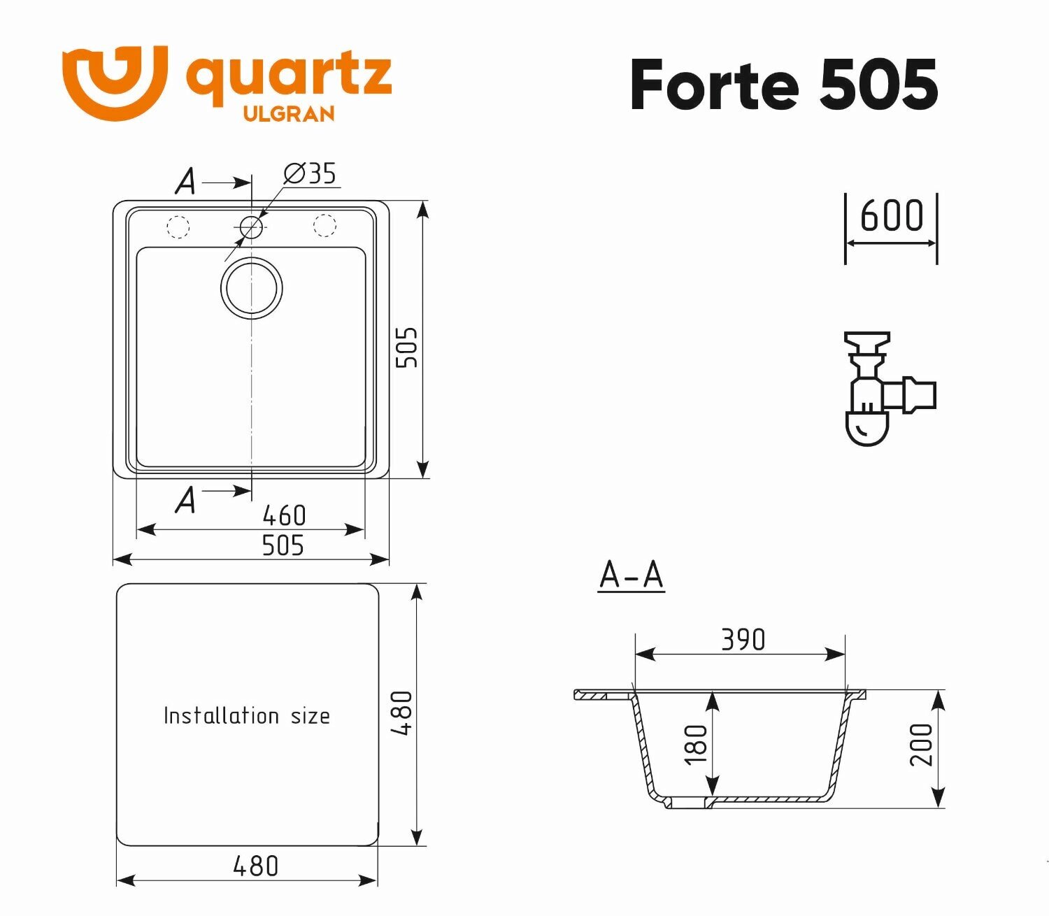 Мойка ULGRAN Quartz Forte 505-01 Жасмин - фотография № 7