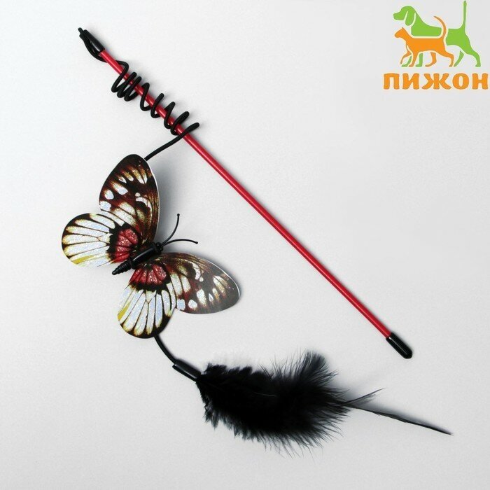 Пижон Дразнилка "Бабочка" с перьями, микс цветов