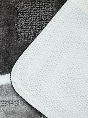Комплект ковриков для ванной и туалета 100*60 и 50*60 Eurobano Черно-серый - фотография № 3