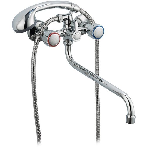 Смеситель для ванны с душем Frud R22109, с длинным изливом, двухвентильный, хром