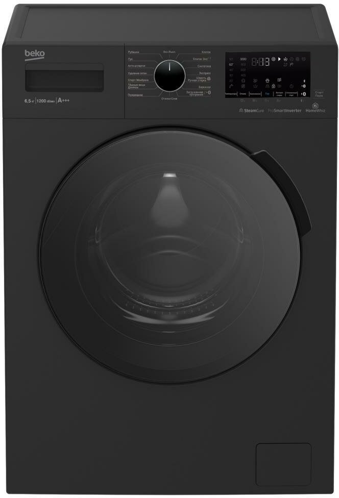 Узкая стиральная машина Beko WSPE6H616A, 6.5 кг, темно-серый