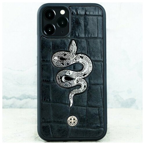 Чехол iPhone 14 - Euphoria Metal Snake CROC Leather - Змея чехол iphone 14 euphoria crocodile croc leather крокодил