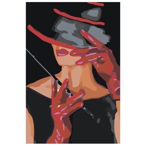 женщина в полупрозрачной шляпе раскраска картина по номерам на холсте Женщина в полупрозрачной шляпе Раскраска картина по номерам на холсте