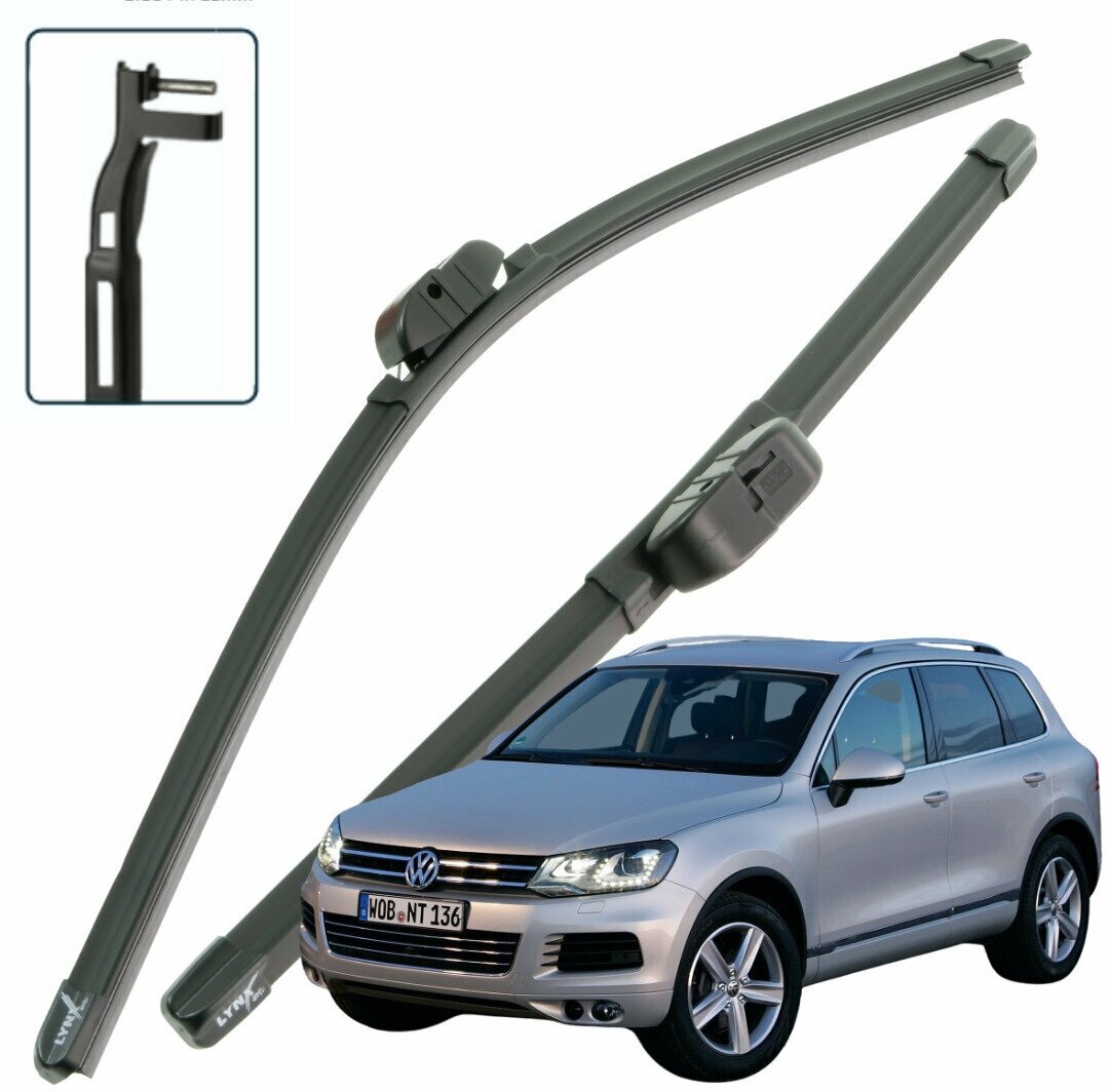 Дворники VW Volkswagen Touareg (2) NF Фольксваген Туарег НФ 2010 2011 2012 2013 2014 Щетки стеклоочистителя бескаркасные 650-650 2шт.