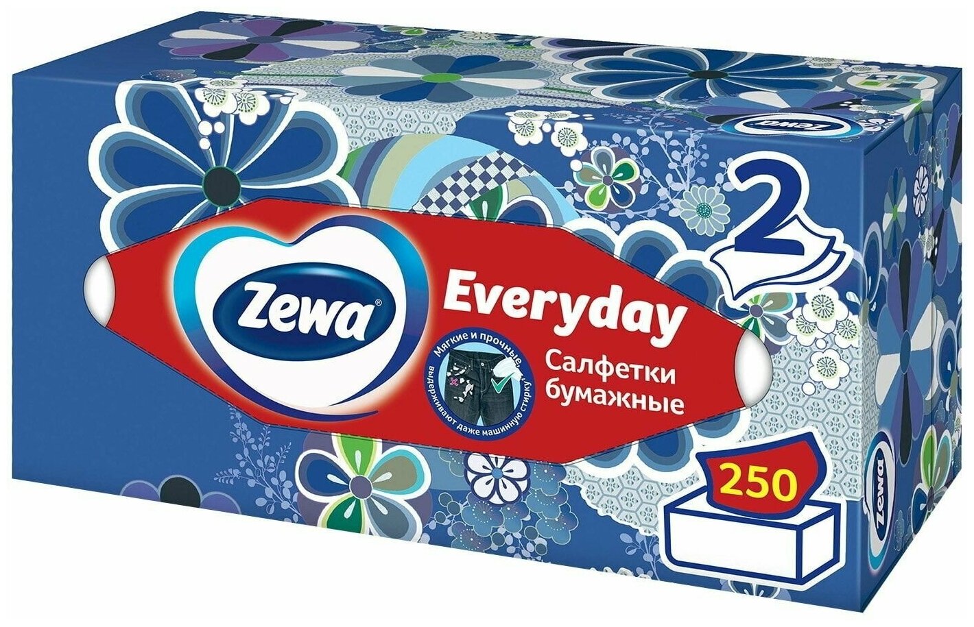 Салфетки бумажные Zewa Everyday косметические 2 слоя 250шт - фотография № 2