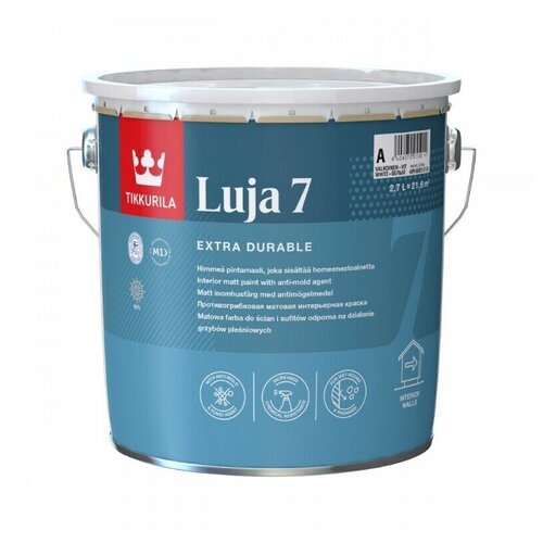 Краска покрывная матовая Tikkurila Luja-7 / Тиккурила Луя-7 белая 9 л.