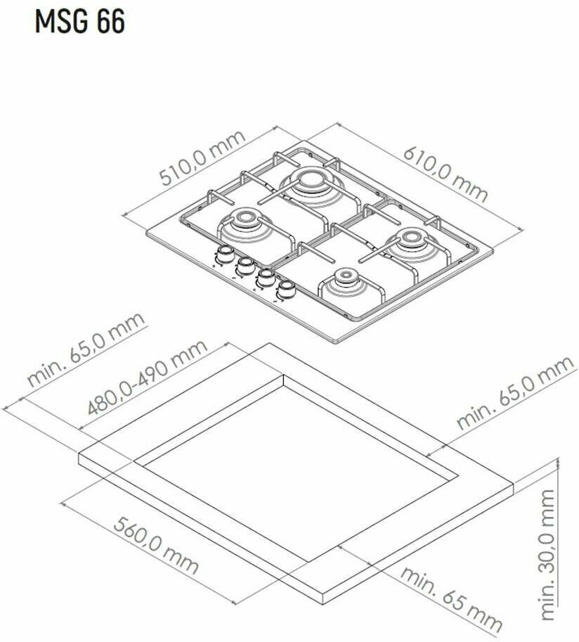 Газовая варочная панель Monsher MSG 66 Acier - фотография № 6