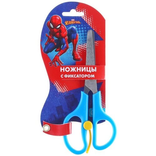 Ножницы детские 13 см безопасные пластиковые ручки с фиксатором Человек-Паук микс 330₽