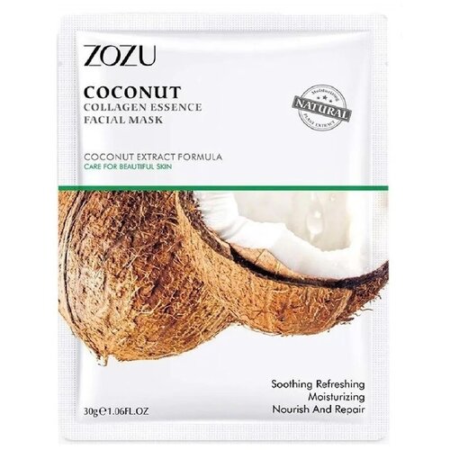 Zozu Тканевая маска для лица с экстрактом кокоса Coconut Collagen Essence Facial Mask, 30г