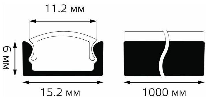 Профиль для светодиодной ленты прямой Gauss - фото №3