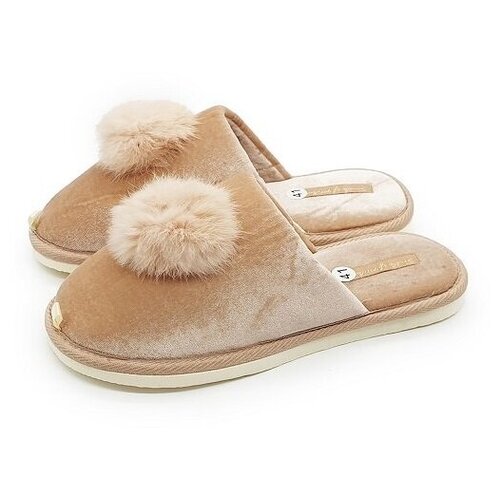 фото Тапочки smile of milady женские бежевые с помпоном а-82-168-11зак. р.40