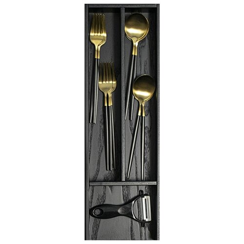 Деревянный лоток для столовых приборов из массива ясеня Ashwood BOX-150-T-Black