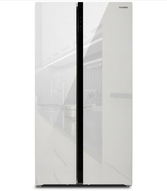 Холодильник HYUNDAI CS6503FV, двухкамерный, белое стекло - фото №4