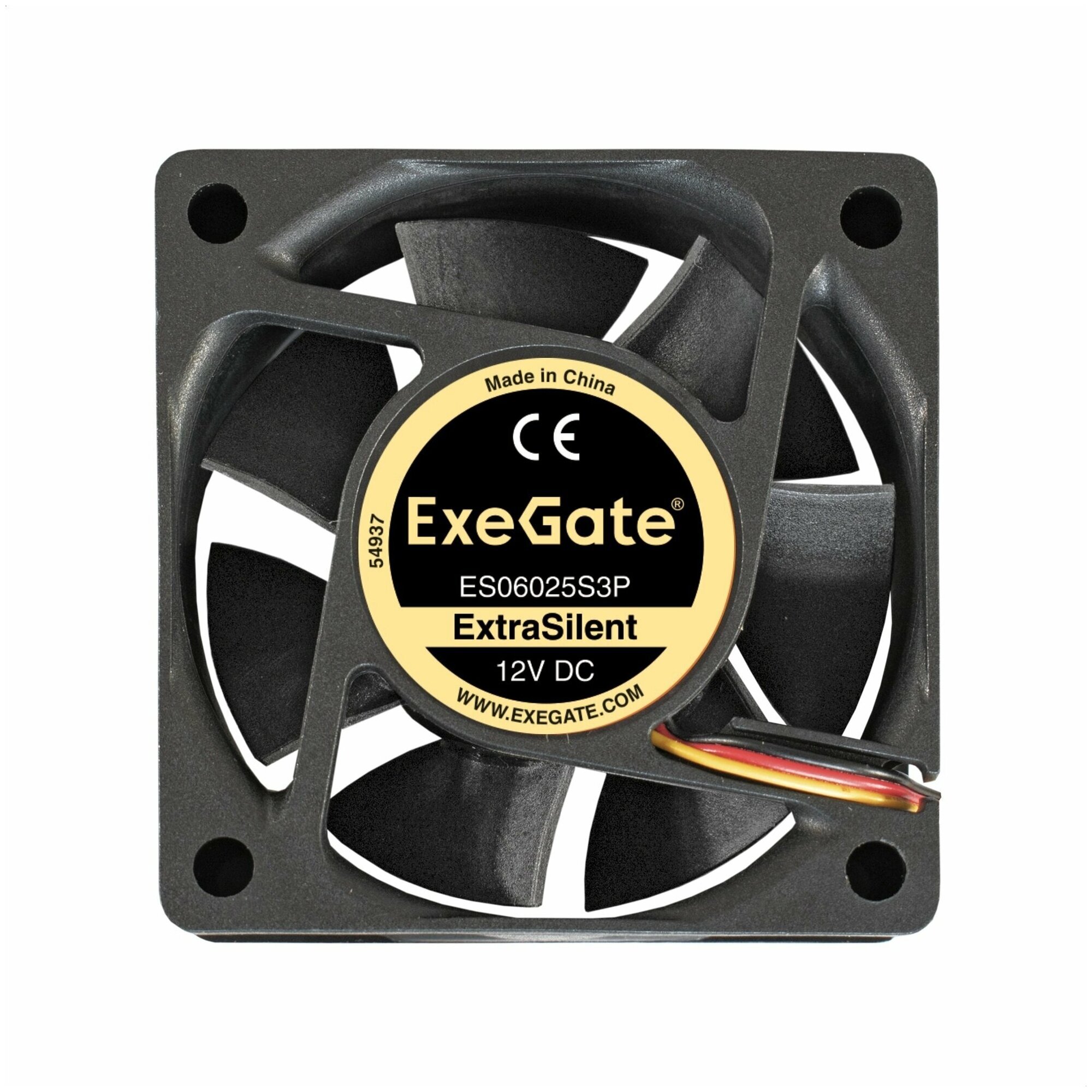 Вентилятор для корпуса Exegate ExtraSilent ES06025S3P 60x60x25 мм 3pin 2500RPM 22dBA (EX283370RUS)