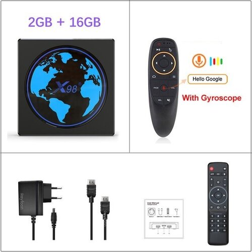 Комплект: DGMedia X98 mini, 4/32 Гб, Wi-Fi, Amlogic S905W2 + пульт G10S Аэро-мышь с Android TV