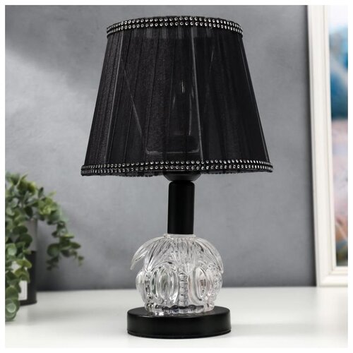 фото Лампа настольная risalux e27, 40 вт, led подсветка, черный, 21*21*34 см