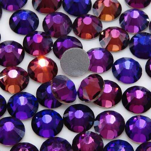 Стразы ss12 (3 мм), цвет розово-фиолетовый (Пурпл Вельвет), холодной фиксации 1440 штук клеевые, стеклянные, для гимнастики, для дизайна одежды