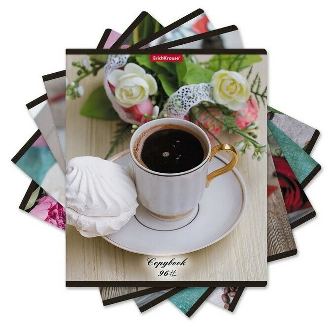 Тетрадь общая ученическая Erich Krause Coffee Break в клетку A5+ 96 листов матовая ламинация в ассортименте - фото №3