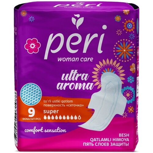 Прокладки женские PERI Ultra Aroma Super 9 шт, сетка