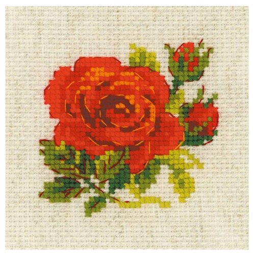 фото Риолис набор для вышивания крестом розочка 13 x 13 см (1843)