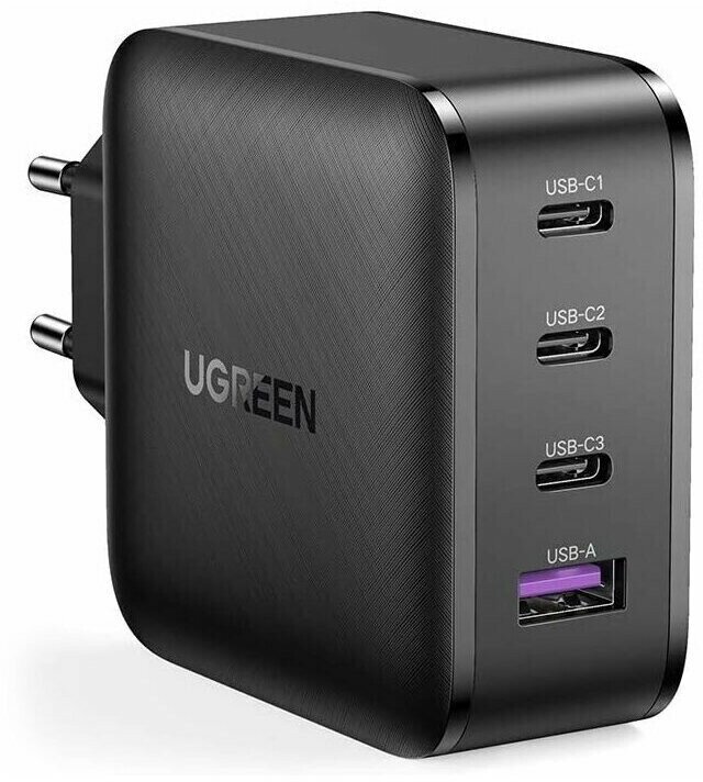 Сетевое зарядное устройство Ugreen USB-A 3USB-C 65W GaN Tech Fast Charger CD224 Black (70774)