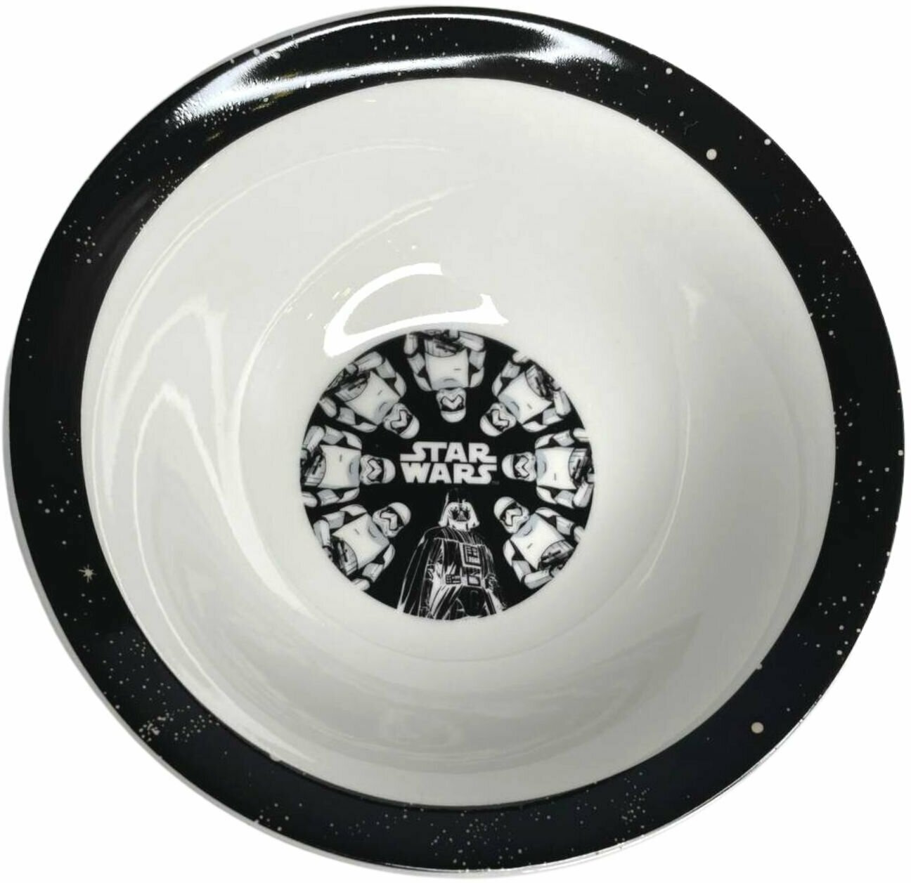 Тарелка керамическая глубокая 17,5 см глубина 5 см Звездные Войны Белая Черная Миска