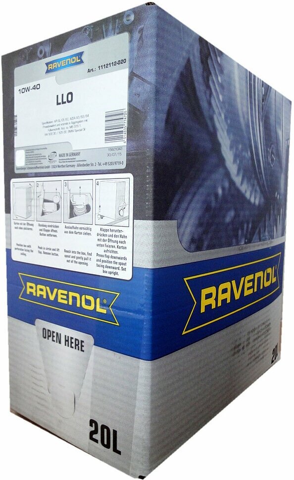 Ravenol Масло Моторное Llo 10W-40 20Л Ecobox (Полусинтетика)