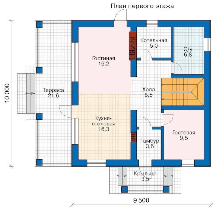 Проект газобетонного дома Catalog-Plans-40-04BY (157,29кв.м, 10x9,5м, газобетон 400) - фотография № 2