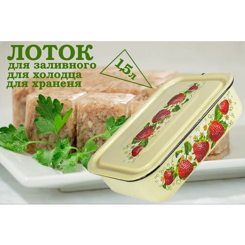 Лоток эмалированный с рисунком для заливного для холодца для хранения продуктов 1343₽